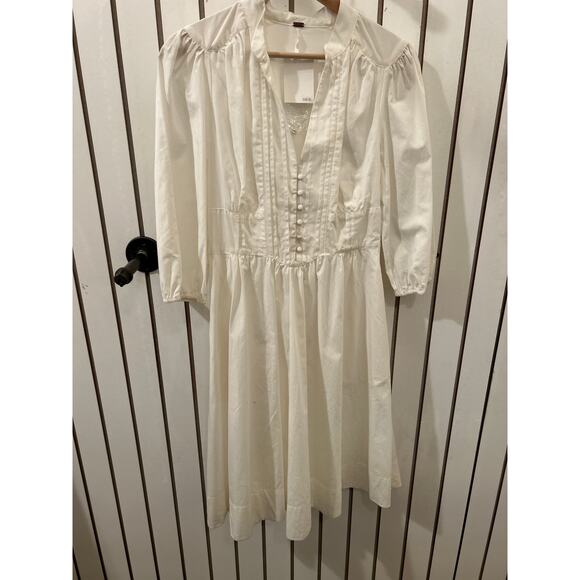 Free People White Button-Up Long‑Sleeve A‑Line Dress Size 0 - Picture 1 of 5